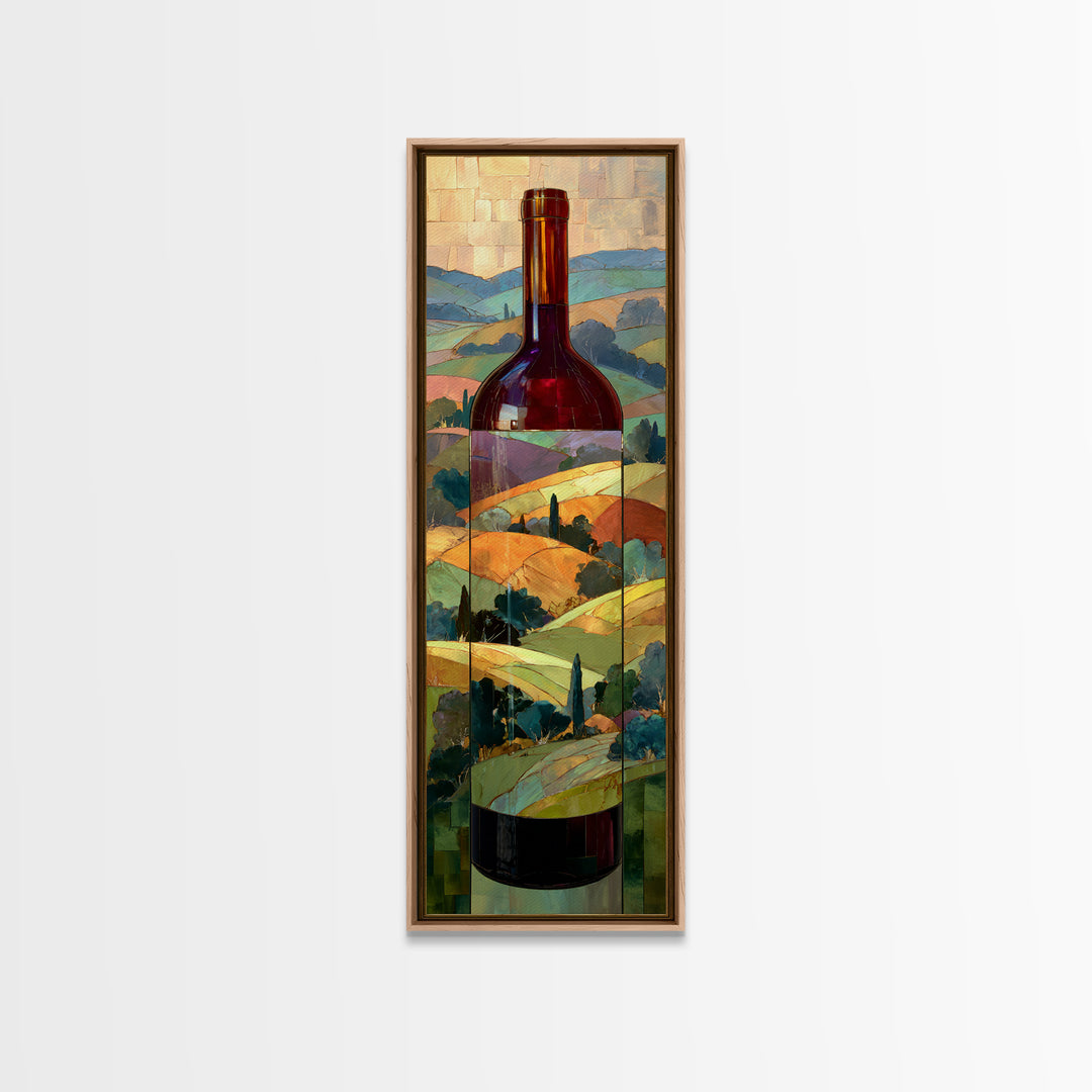 French Vineyard Hills Framed Canvas Print, Winery Art, Art, Winery Decor, Fine Art, Vineyard, Farmhouse Decor, Kitchen Art, WIN-1x3-20