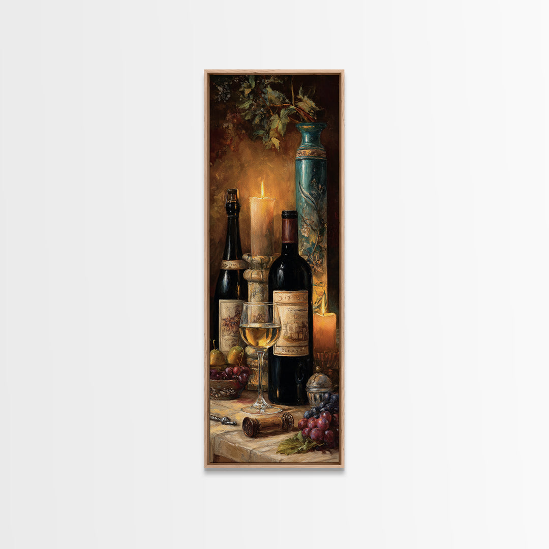 Old Cellar Key and Wine Label Shapes Framed Canvas Print, Winery Art, Wall Decor, Winery Decor, Fine Art, Vineyard, Kitchen Art, WIN-1x3-24