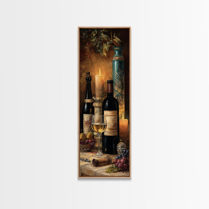 Old Cellar Key and Wine Label Shapes Framed Canvas Print, Winery Art, Wall Decor, Winery Decor, Fine Art, Vineyard, Kitchen Art, WIN-1x3-24