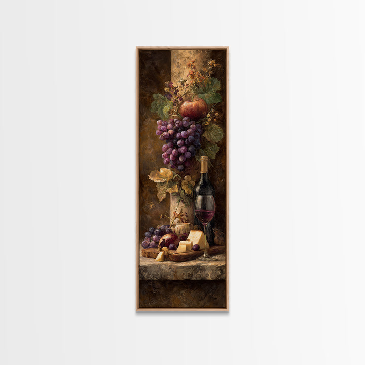 Charcuterie Board with Grapes and Cheese Canvas Print, Winery Art, Wall Hanging, Winery Decor, Vineyard, Preppy Wall Art, WIN-1x3-25