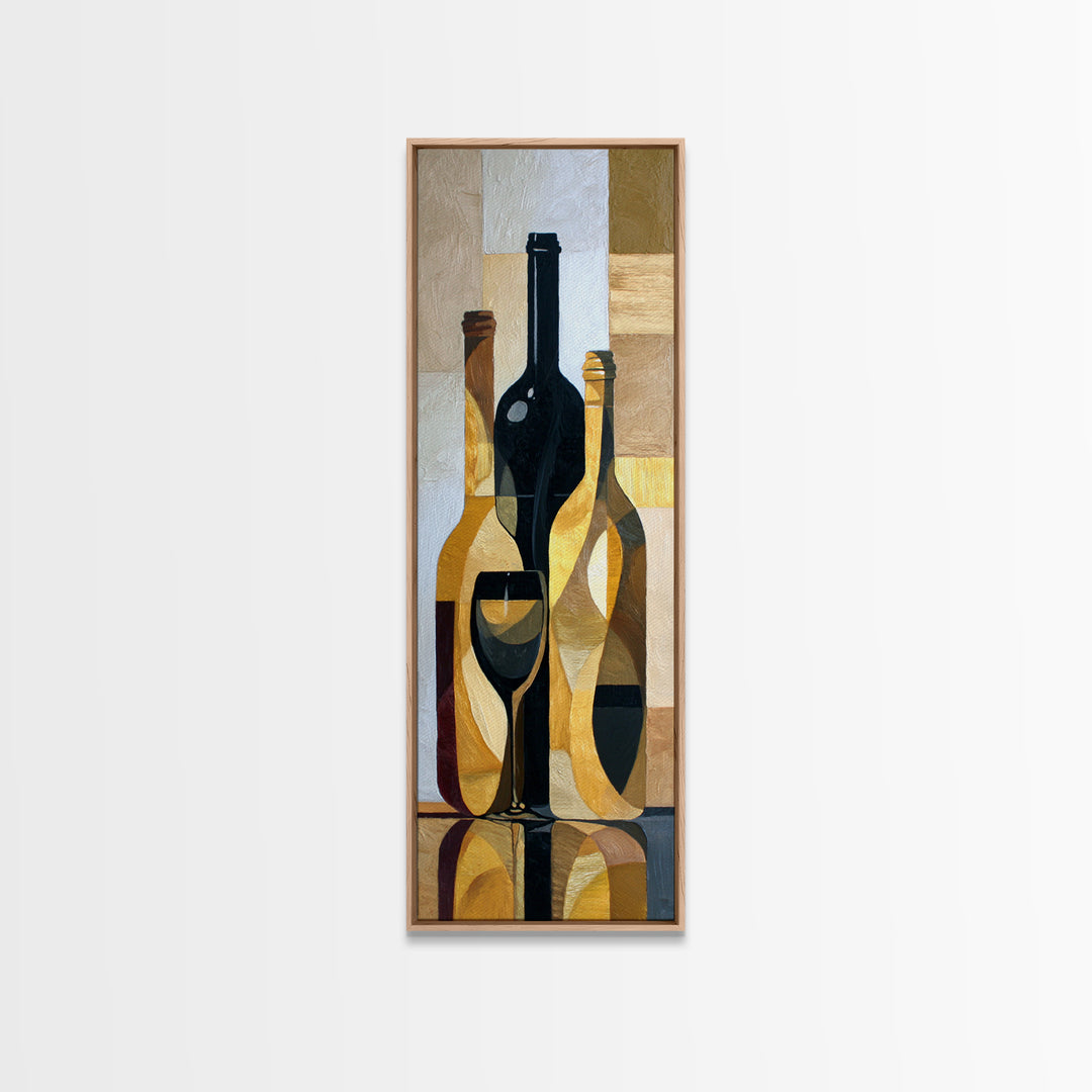 Black and Gold Wine Bottle Silhouette Canvas Print, Winery Art, Painting, Winery Decor, Fine Art, Vineyard, Living Room Decor, WIN-1x3-28