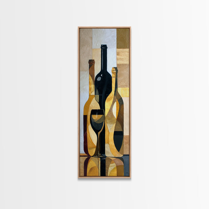 Black and Gold Wine Bottle Silhouette Canvas Print, Winery Art, Painting, Winery Decor, Fine Art, Vineyard, Living Room Decor, WIN-1x3-28