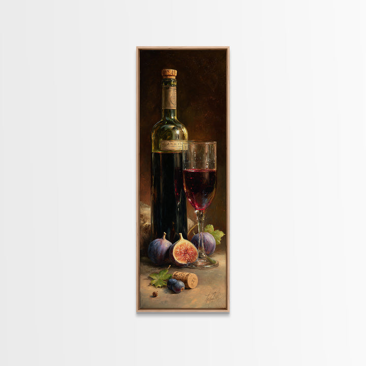 Wine Bottle and Glass Still Life Canvas Print, Winery Art, Gallery Decor, Winery Decor, Fine Art, Vineyard, Wall Art, WIN-1x3-38