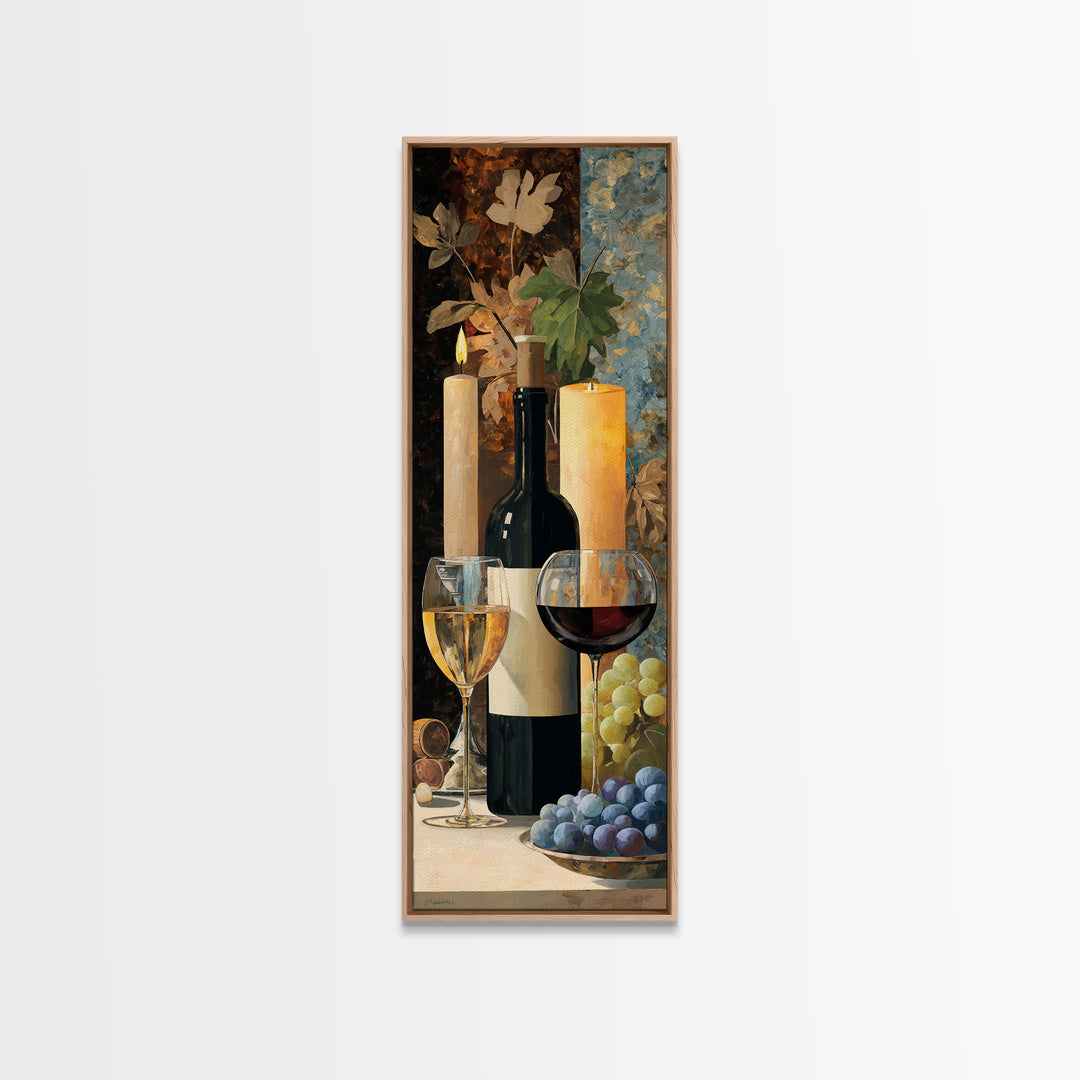 Wine Tasting Flight Rendered as Elegant Still Framed Canvas Print, Winery Art, Modern Decor, Winery Decor, Fine Art, Vineyard, WIN-1x3-46