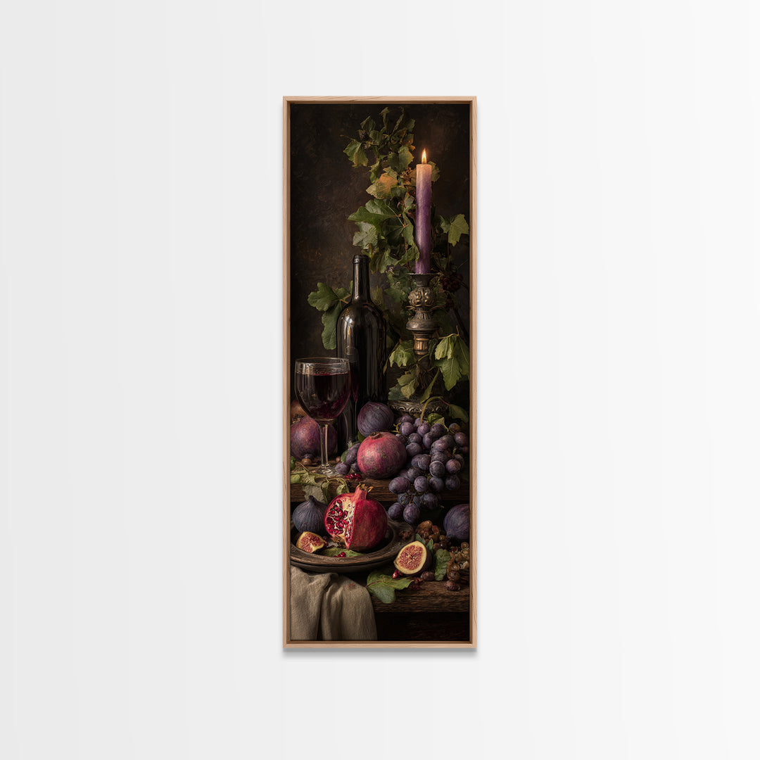 Pomegranate Figs and Red Wine Composition Canvas Print, Winery Art, Fine Art Print, Winery Decor, Fine Art, Vineyard, WIN-1x3-5