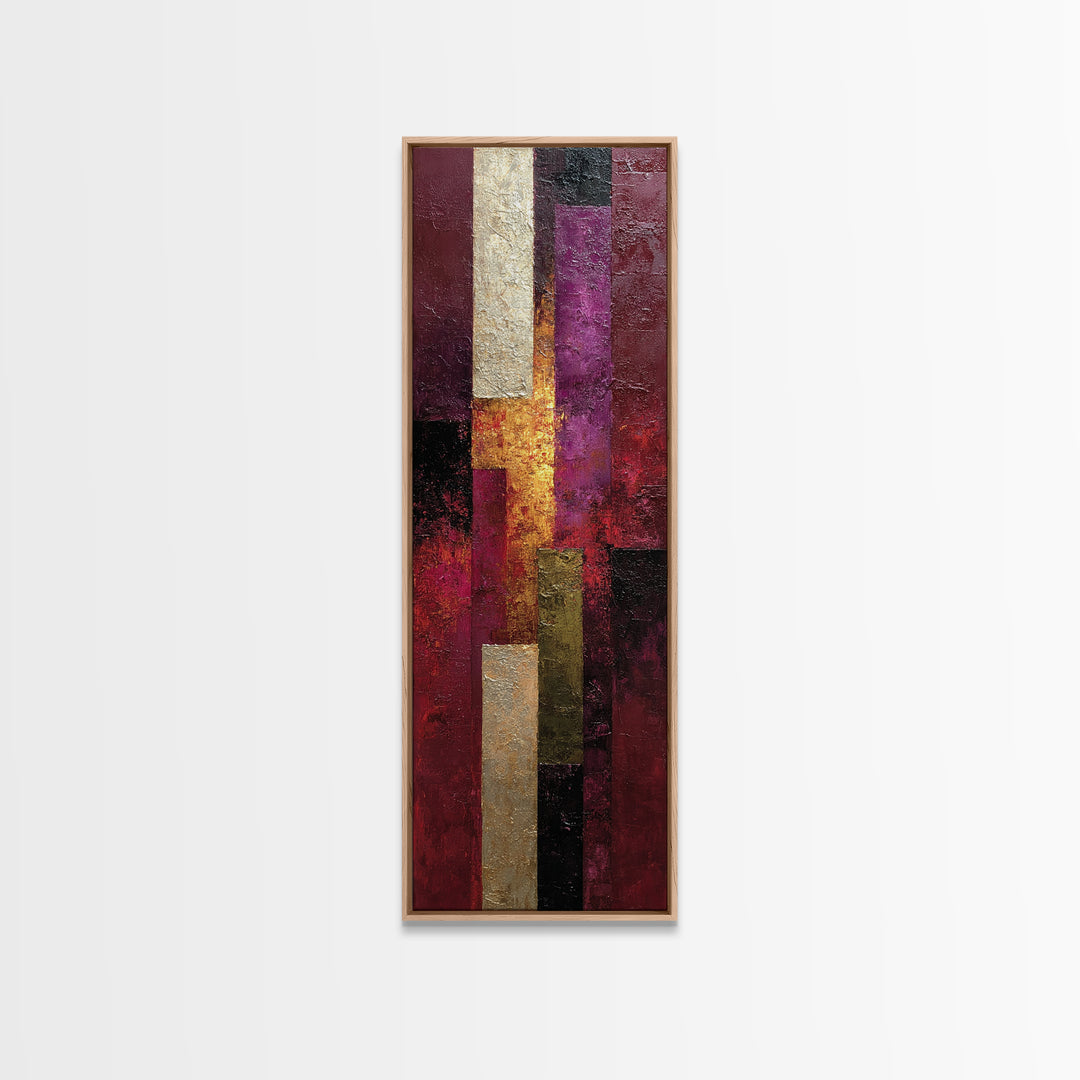 Burgundy Abstract with Gold Accents Canvas Print, Winery Art, Preppy Wall Art, Winery Decor, Vineyard, Statement Artwork, WIN-1x3-59