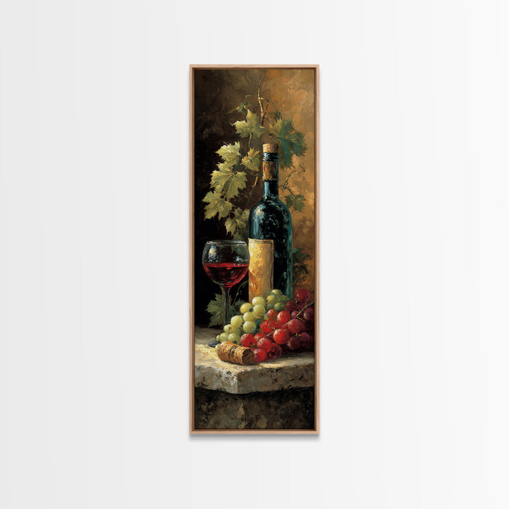 Olive Branch and Wine Glass Mediterranean Still Canvas Print, Winery Art, Kitchen Decor, Winery Decor, Fine Art, Vineyard, WIN-1x3-60