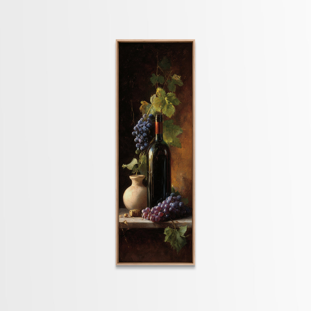 Tuscan Vineyard at Golden Hour Canvas Print, Winery Art, Travel Poster, Winery Decor, Oil Painting, Vineyard, Minimalist Decor, WIN-1x3-63