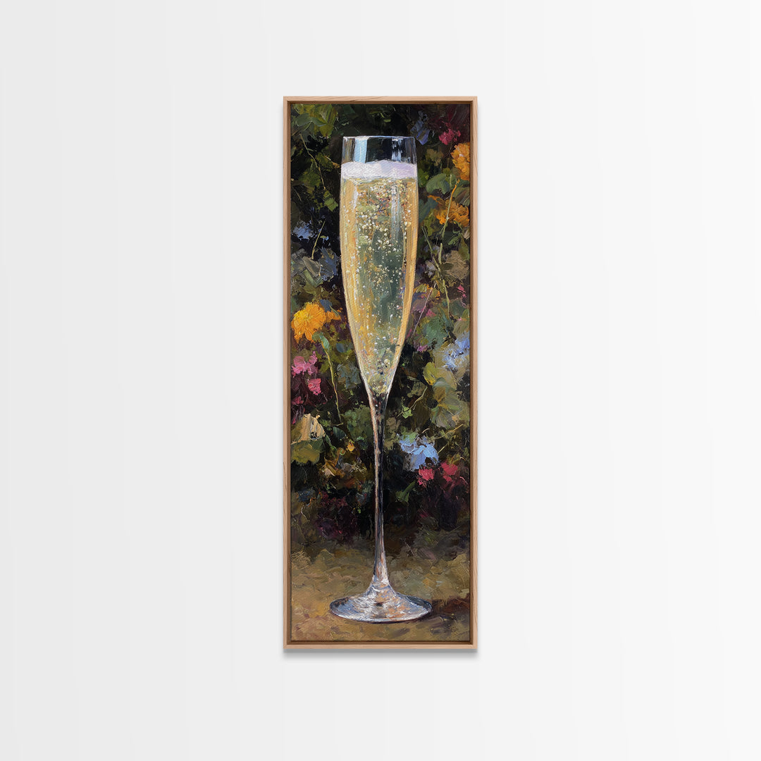 Champagne Coupe with Bubbles and Light Canvas Print, Winery Art, Wall Hanging, Winery Decor, Vineyard, Preppy Wall Art, WIN-1x3-7