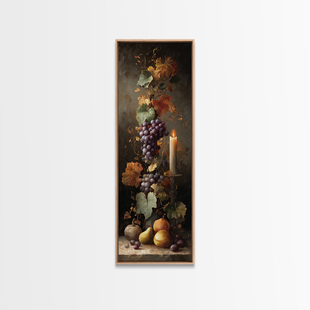 Vine Leaves Turning Autumn Red and Gold Framed Canvas Print, Winery Art, Gallery Decor, Winery Decor, Fine Art, Vineyard, WIN-1x3-71