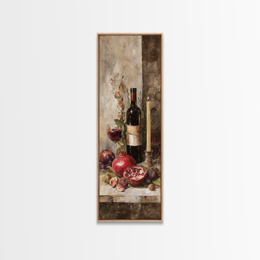 Pomegranate Figs and Red Wine Composition Canvas Print, Winery Art, Art, Winery Decor, Fine Art, Vineyard, Farmhouse Decor, WIN-1x3-77