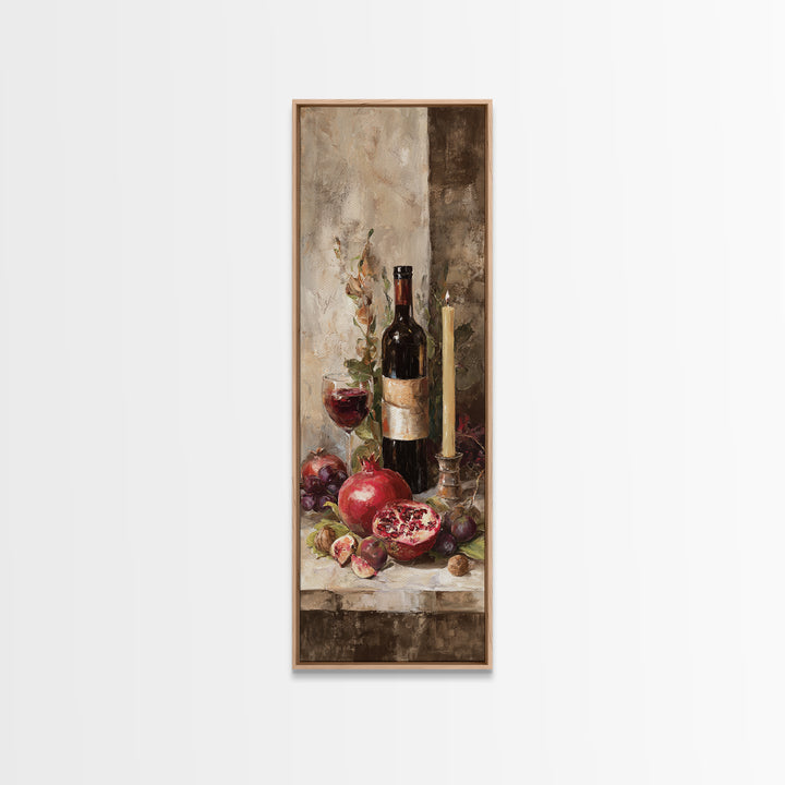 Pomegranate Figs and Red Wine Composition Canvas Print, Winery Art, Art, Winery Decor, Fine Art, Vineyard, Farmhouse Decor, WIN-1x3-77