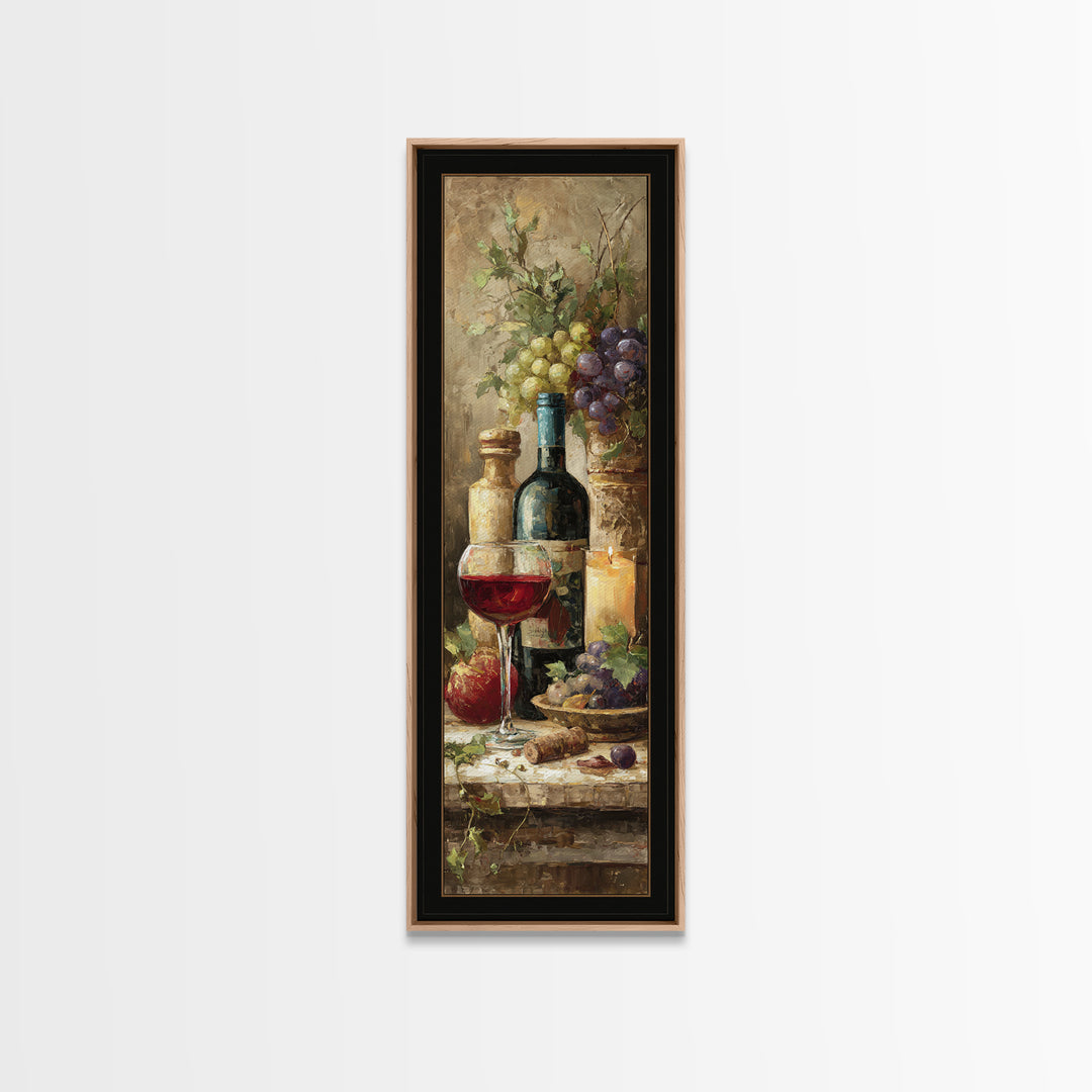 Italian Villa Vineyard Landscape Framed Canvas Print, Winery Art, Preppy Wall Art, Winery Decor, Oil Painting, Vineyard, WIN-1x3-80