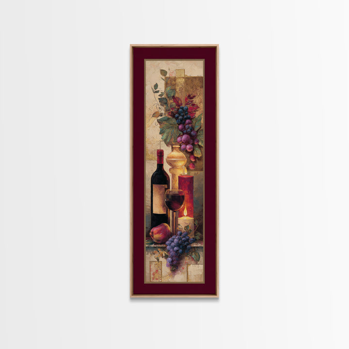 Burgundy Abstract with Gold Accents Framed Canvas Print, Winery Art, Living Room Art, Winery Decor, Abstract Art, Vineyard, WIN-1x3-83