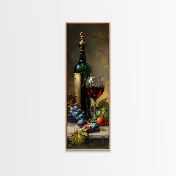 Wine Bottle and Glass Still Life Canvas Print, Winery Art, Contemporary Art, Winery Decor, Fine Art, Vineyard, Kitchen Decor, WIN-1x3-86
