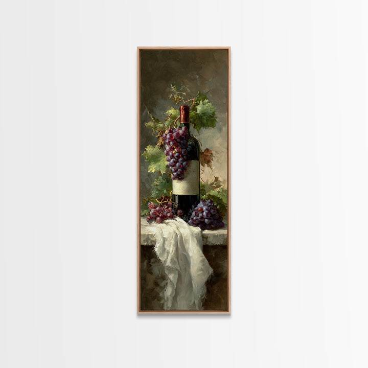 Champagne Grapes and White Linen Still Life Canvas Print, Winery Art, Living Room Art, Winery Decor, Abstract Art, Vineyard, WIN-1x3-89