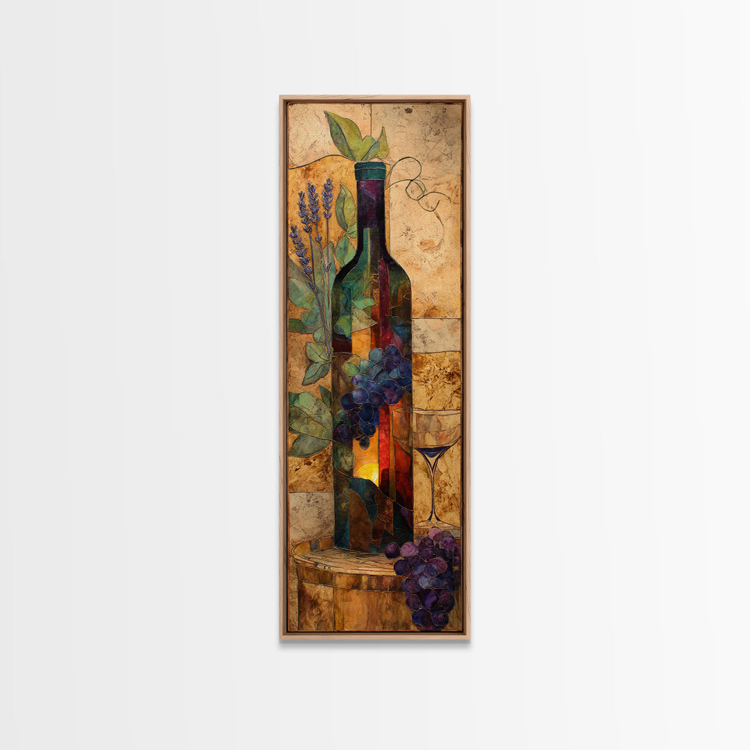 Wine Barrel with Lavender and Sunlight Canvas Print, Winery Art, Wall Art, Winery Decor, Oil Painting, Vineyard, WIN-1x3-90