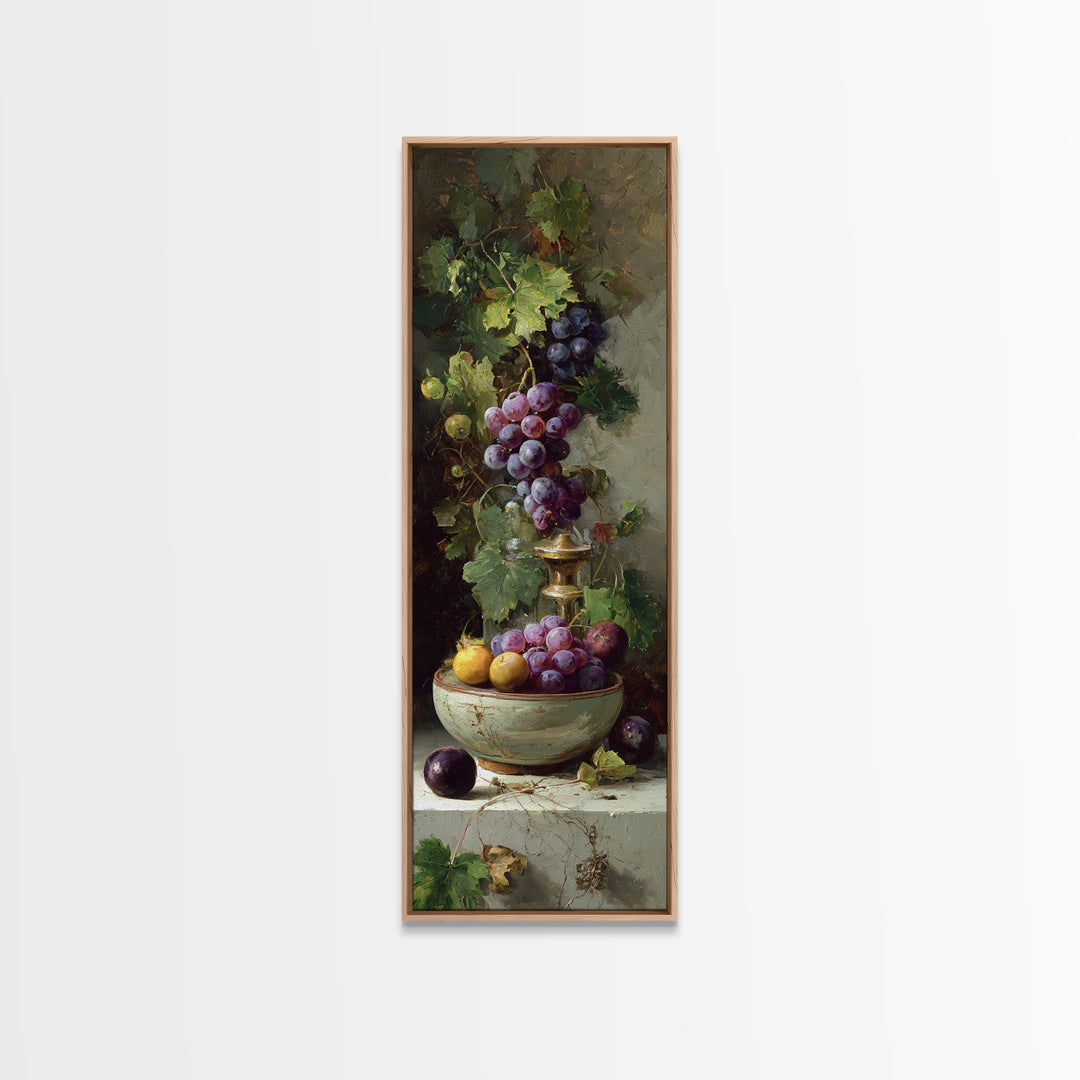 Grapes in a Ceramic Bowl with Shadows Canvas Print, Winery Art, Print, Winery Decor, Fine Art, Vineyard, Wall Art Print, WIN-1x3-93