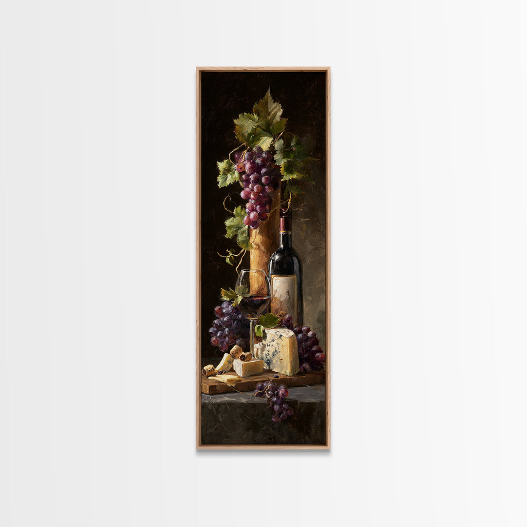 Charcuterie Board with Grapes and Cheese Canvas Print, Winery Art, Boho Decor, Winery Decor, Oil Painting, Vineyard, Art Print, WIN-1x3-97