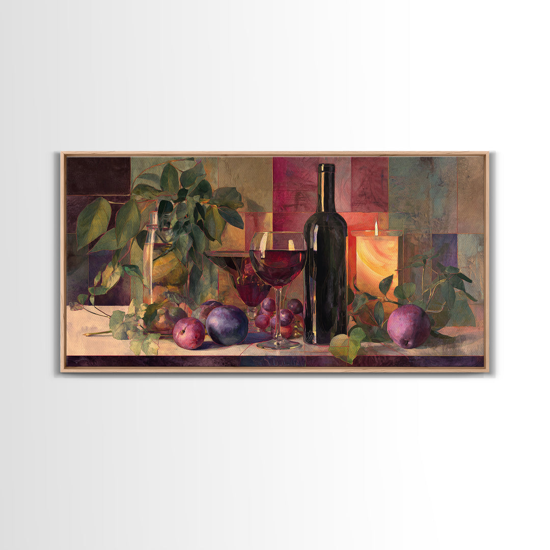 Red Wine Swirl Abstract Framed Canvas Print, Winery Art, Boho Decor, Winery Decor, Fine Art, Vineyard, Art Print, WIN-2x1-27