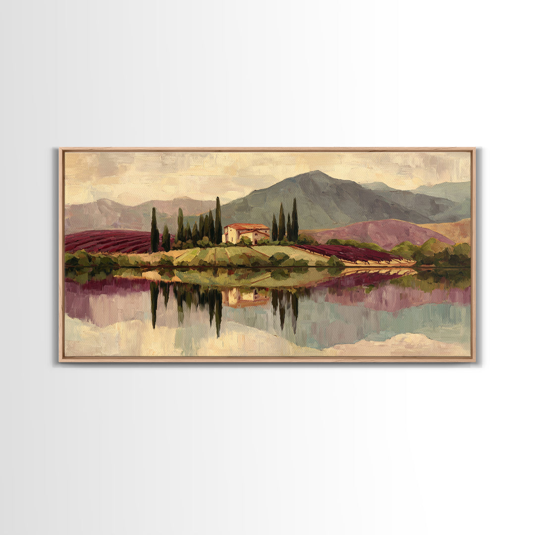French Vineyard Hills Framed Canvas Print, Winery Art, Contemporary Art, Winery Decor, Fine Art, Vineyard, Kitchen Decor, WIN-2x1-28