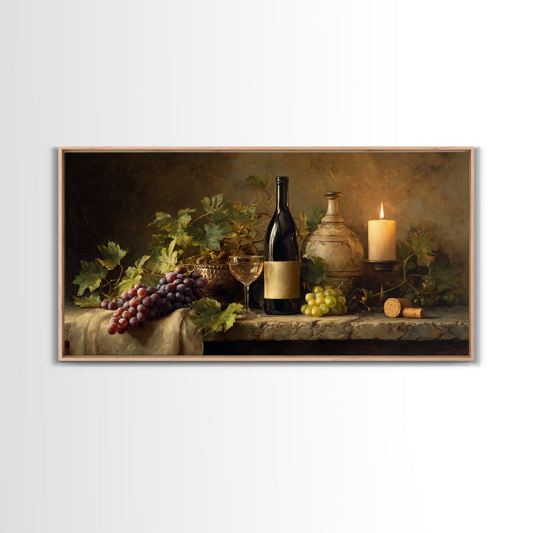 Wine Tasting Flight Rendered as Elegant Still Framed Canvas Print, Winery Art, Minimalist Decor, Winery Decor, Vineyard, WIN-2x1-30
