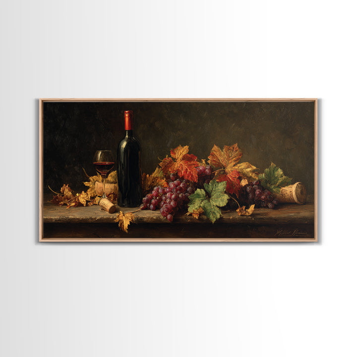 Vine Leaves Turning Autumn Red and Gold Canvas Print, Winery Art, Artwork, Winery Decor, Fine Art, Vineyard, Bar Decor, WIN-2x1-31