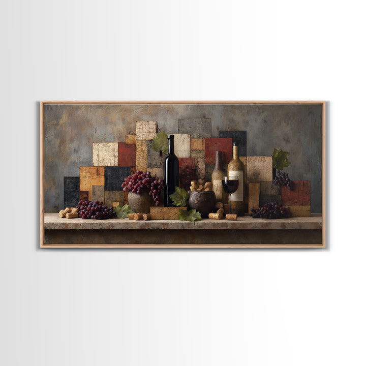 Corks Arranged as Geometric Pattern Framed Canvas Print, Winery Art, Luxury Decor, Winery Decor, Abstract Art, Vineyard, WIN-2x1-38