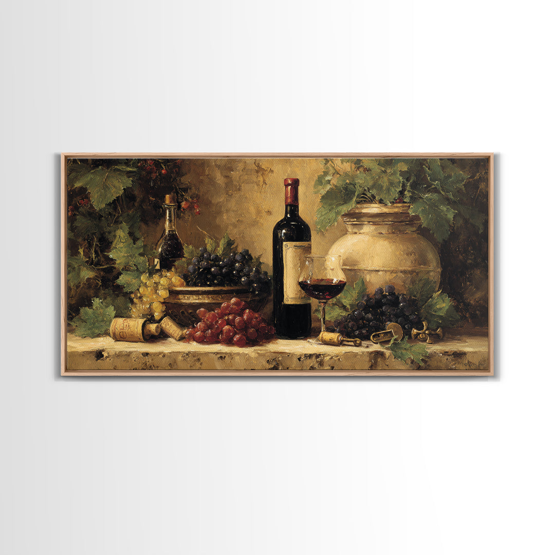 Old Cellar Key and Wine Label Shapes Framed Canvas Print, Winery Art, Print, Winery Decor, Abstract Art, Vineyard, WIN-2x1-56