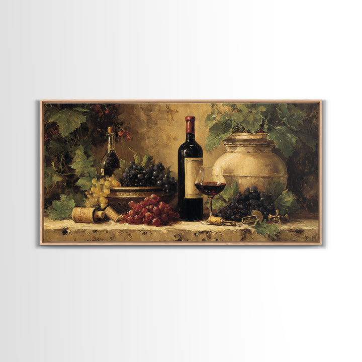 Old Cellar Key and Wine Label Shapes Framed Canvas Print, Winery Art, Print, Winery Decor, Abstract Art, Vineyard, WIN-2x1-56