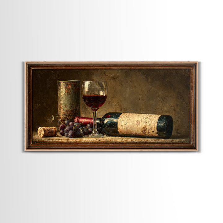 Wine Tasting Flight Rendered as Elegant Still Framed Canvas Print, Winery Art, Minimalist Decor, Winery Decor, Vineyard, WIN-2x1-6