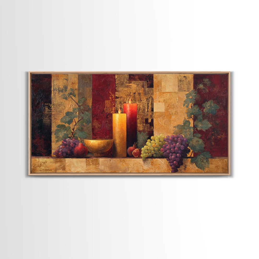 Burgundy Abstract with Gold Accents Framed Canvas Print, Winery Art, Gallery Decor, Winery Decor, Fine Art, Vineyard, WIN-2x1-67