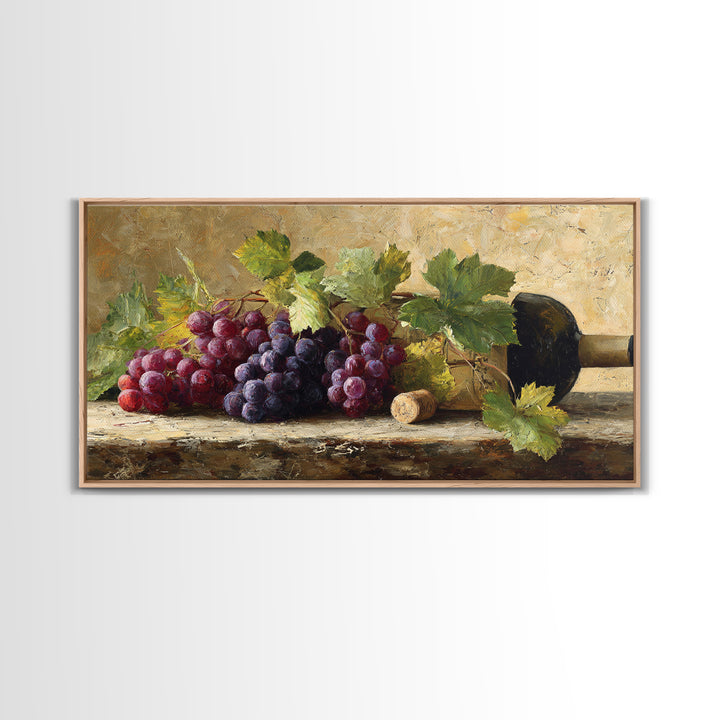 Grapevine Branch with Purple Grapes and Leaves Canvas Print, Winery Art, Wall Art Print, Winery Decor, Watercolor Art, Vineyard, WIN-2x1-69