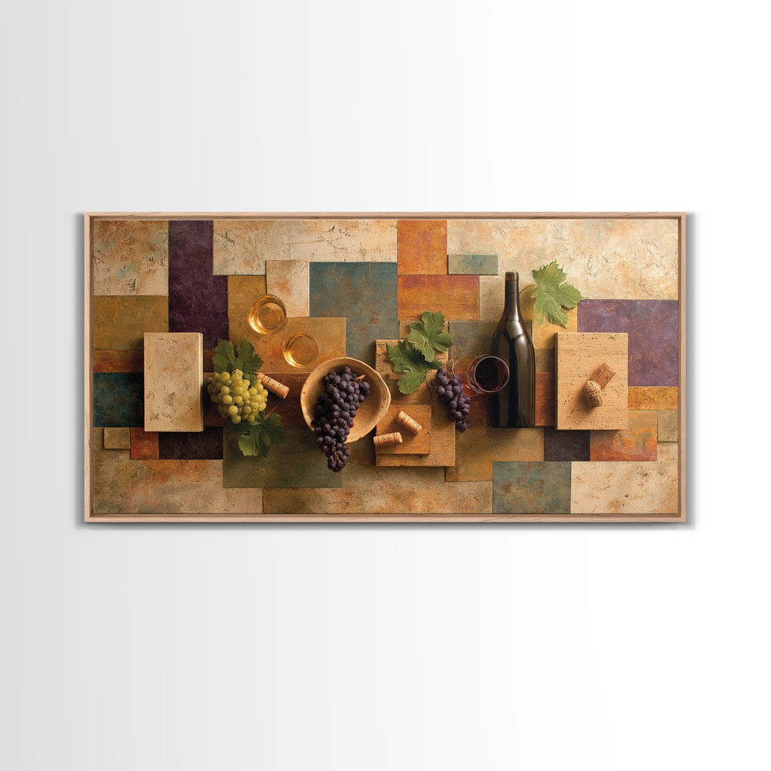Corks Arranged as Geometric Pattern Framed Canvas Print, Winery Art, Print, Winery Decor, Abstract Art, Vineyard, WIN-2x1-86