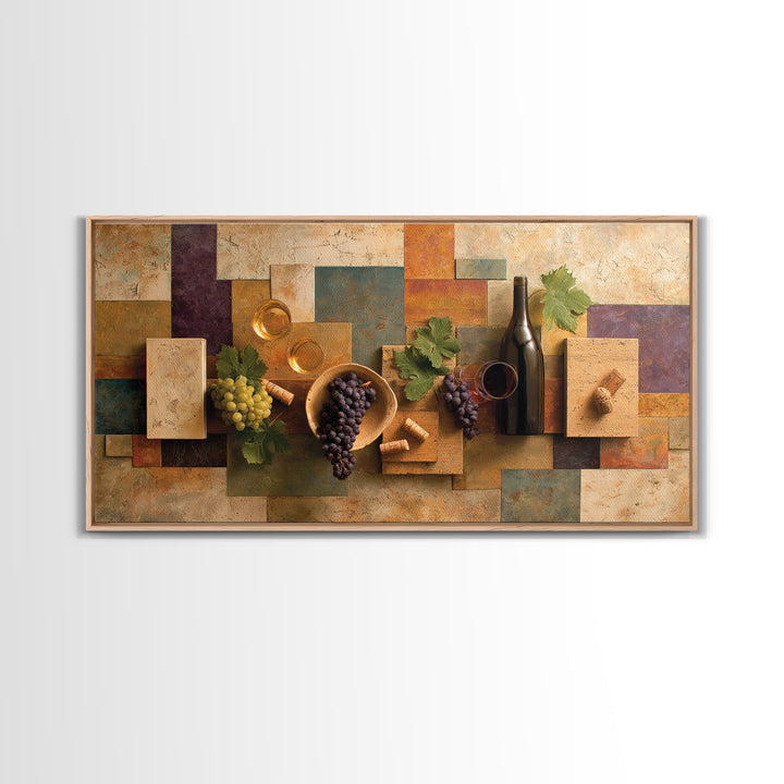Corks Arranged as Geometric Pattern Framed Canvas Print, Winery Art, Print, Winery Decor, Abstract Art, Vineyard, WIN-2x1-86
