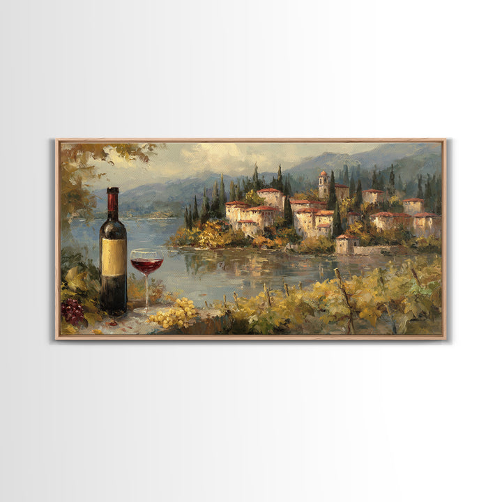 Italian Villa Vineyard Landscape Framed Canvas Print, Winery Art, Framed Art, Winery Decor, Fine Art, Vineyard, Landscape Art, WIN-2x1-88
