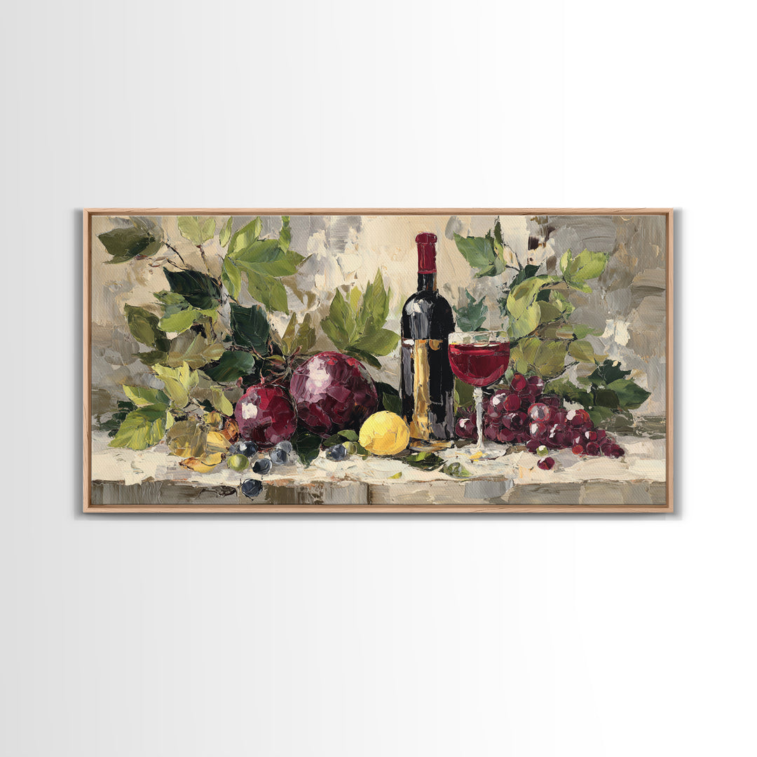 Burgundy Abstract with Gold Accents Framed Canvas Print, Winery Art, Artwork, Winery Decor, Abstract Art, Vineyard, Bar Decor, WIN-2x1-91