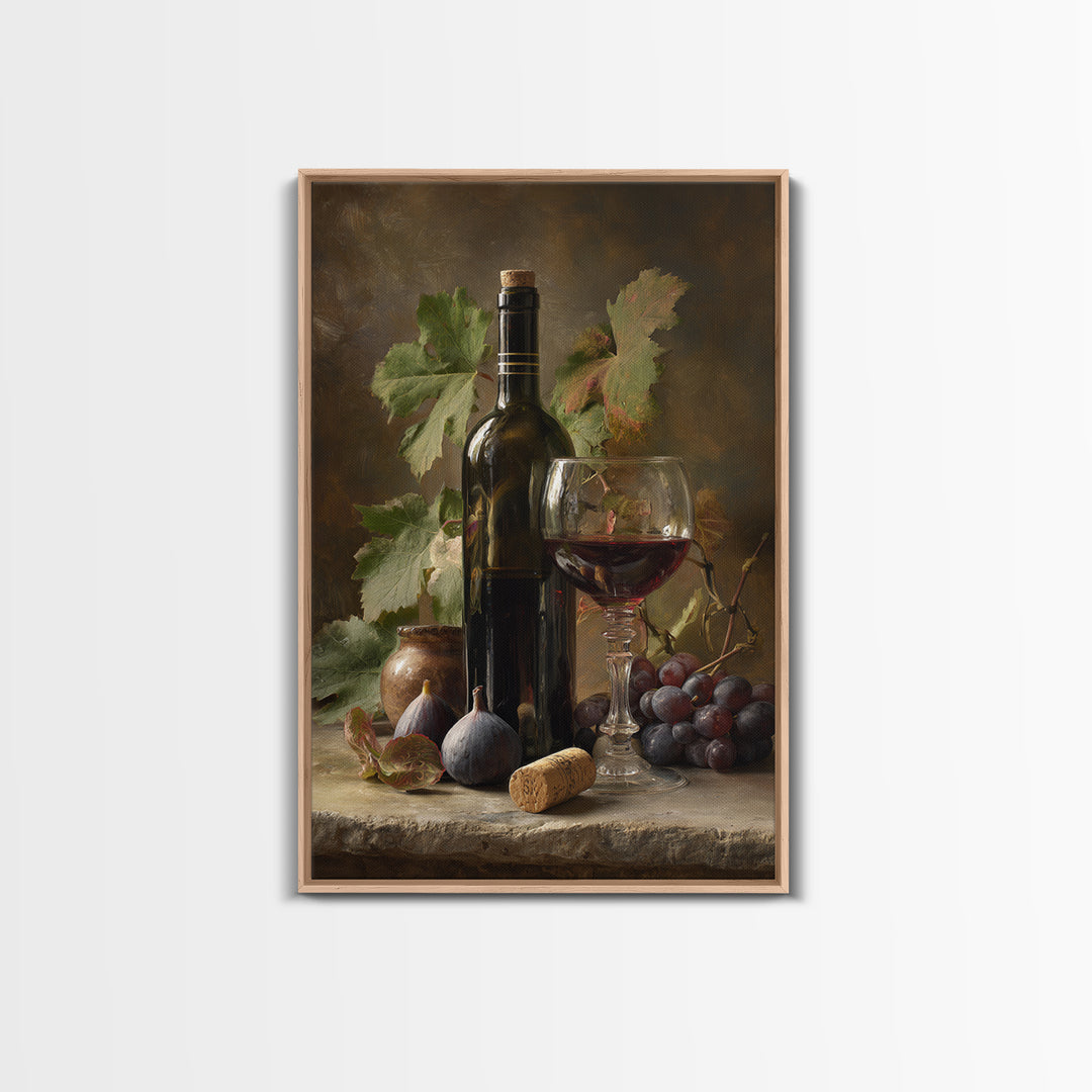 Wine Bottle and Glass Still Life Canvas Print, Winery Art, Contemporary Art, Winery Decor, Fine Art, Vineyard, Kitchen Decor, WIN-2x3-10