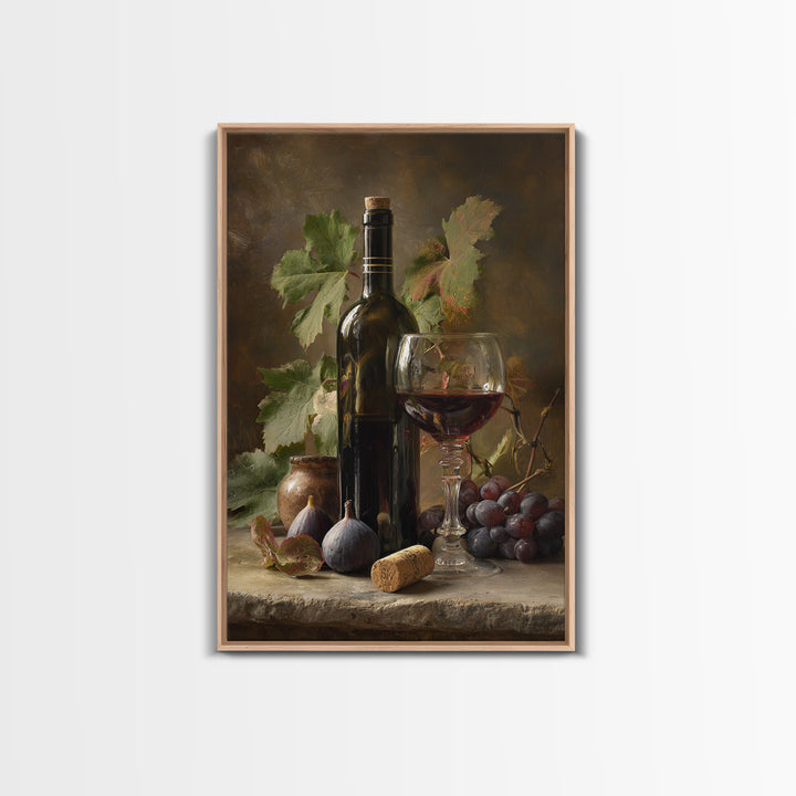 Wine Bottle and Glass Still Life Canvas Print, Winery Art, Contemporary Art, Winery Decor, Fine Art, Vineyard, Kitchen Decor, WIN-2x3-10