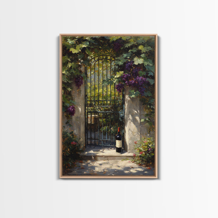 Vineyard Gate with Climbing Roses Canvas Print, Winery Art, Print, Winery Decor, Vineyard, Wall Art Print, Watercolor Painting, WIN-2x3-23
