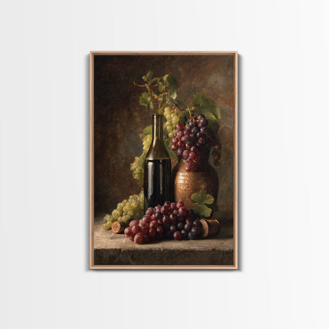 Single Grape Cluster Botanical Study Canvas Print, Winery Art, Oil Painting, Winery Decor, Watercolor Art, Vineyard, WIN-2x3-29