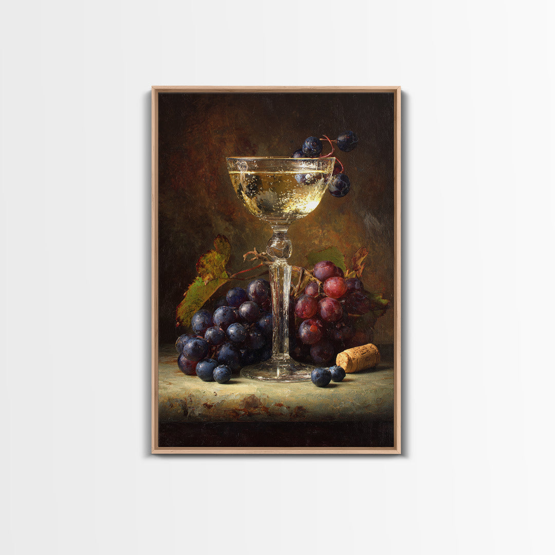 Champagne Coupe with Bubbles and Light Framed Canvas Print, Winery Art, Room Decor, Winery Decor, Fine Art, Vineyard, WIN-2x3-3