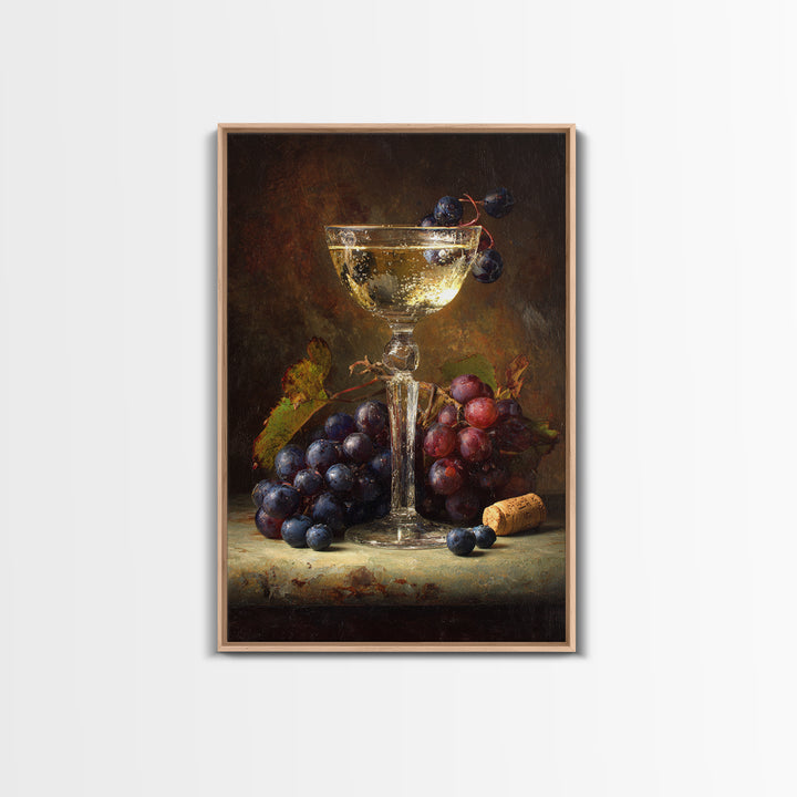 Champagne Coupe with Bubbles and Light Framed Canvas Print, Winery Art, Room Decor, Winery Decor, Fine Art, Vineyard, WIN-2x3-3