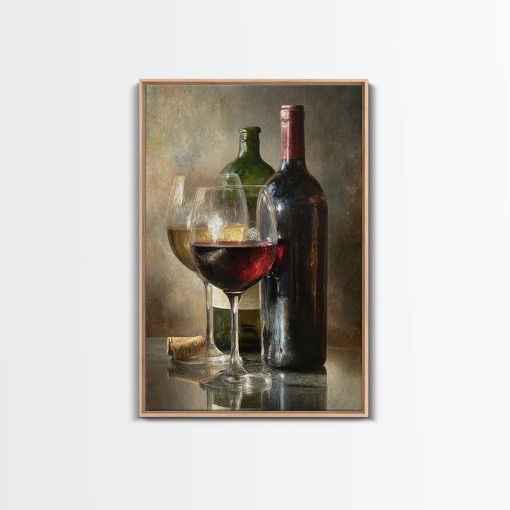 Wine Tasting Flight Rendered as Elegant Still Framed Canvas Print, Winery Art, Winery Decor, Watercolor Art, Vineyard, WIN-2x3-42