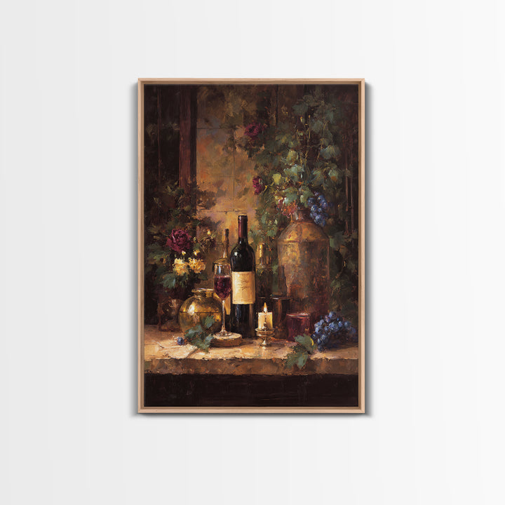 Vineyard Gate with Climbing Roses Framed Canvas Print, Winery Art, Kitchen Decor, Winery Decor, Abstract Art, Vineyard, WIN-2x3-47