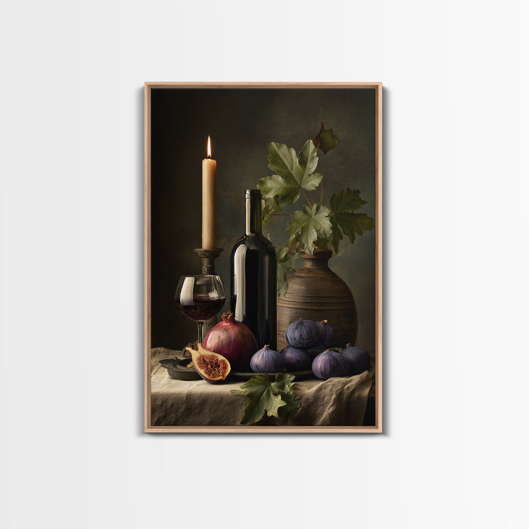 Pomegranate Figs and Red Wine Composition Canvas Print, Winery Art, Framed Art, Winery Decor, Fine Art, Vineyard, Landscape Art, WIN-2x3-49