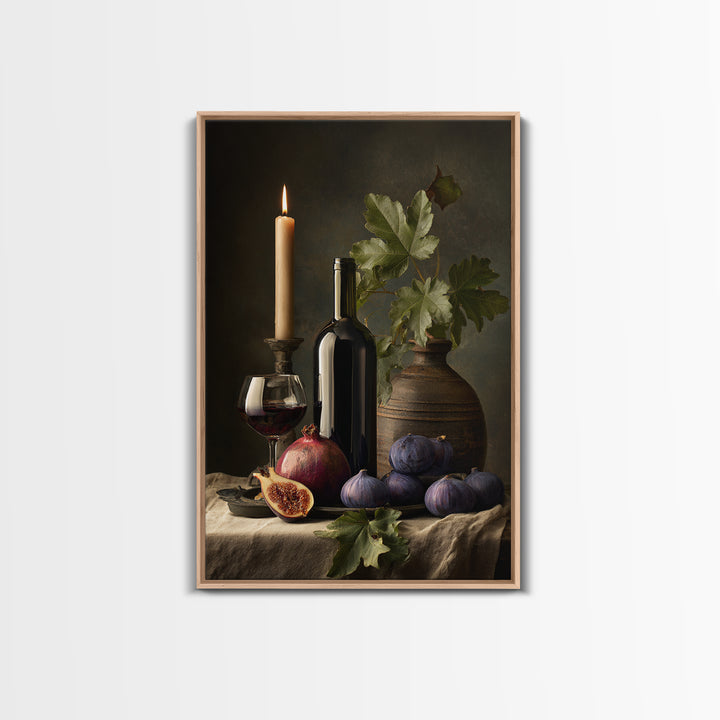 Pomegranate Figs and Red Wine Composition Canvas Print, Winery Art, Framed Art, Winery Decor, Fine Art, Vineyard, Landscape Art, WIN-2x3-49