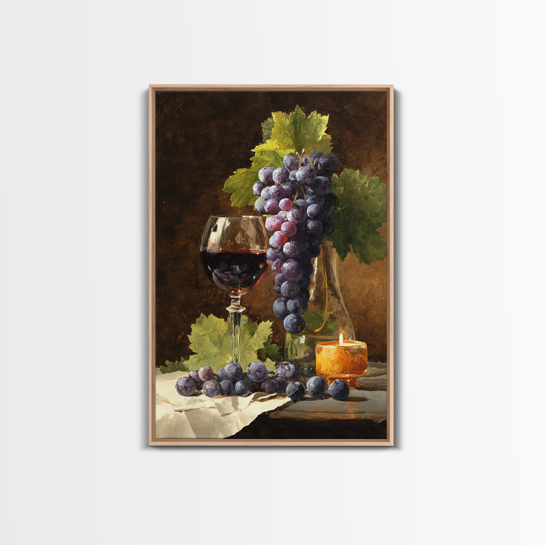 Single Grape Cluster Botanical Study Canvas Print, Winery Art, Oil Painting, Winery Decor, Watercolor Art, Vineyard, WIN-2x3-5