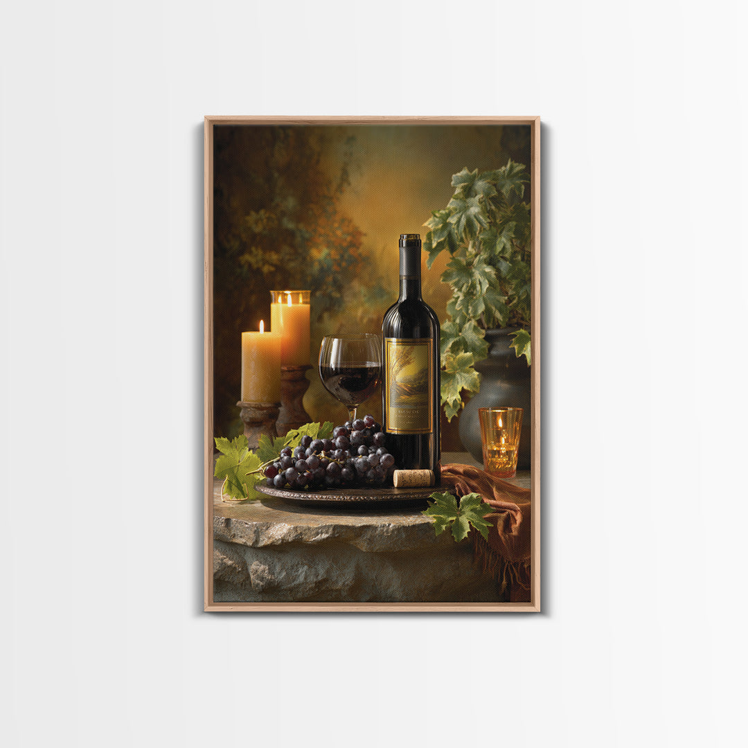 Italian Villa Vineyard Landscape Framed Canvas Print, Winery Art, Art, Winery Decor, Fine Art, Vineyard, Farmhouse Decor, WIN-2x3-52
