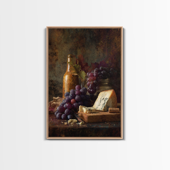 Charcuterie Board with Grapes and Cheese Framed Canvas Print, Winery Art, Wall Art Print, Winery Decor, Fine Art, Vineyard, WIN-2x3-69